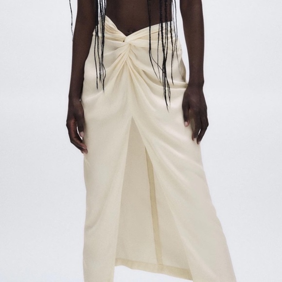 ZARA KNOT FRONT SLIT SKIRT - Picture 9 of 10